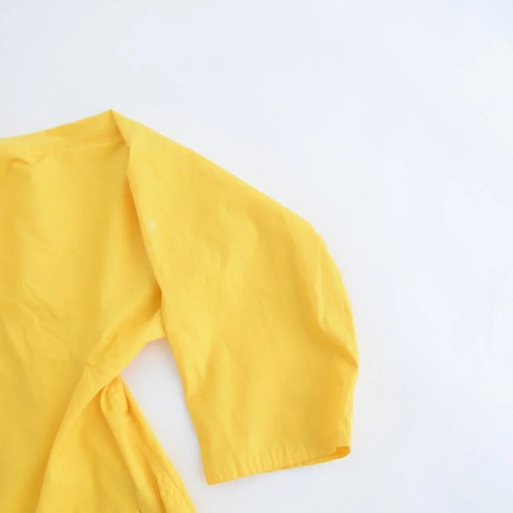 Vintage 90s Izod  Outerwear Yellow Three Quarter Zip Windbreaker Pullover M - Picture 5 of 13